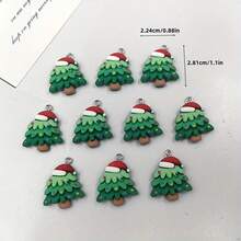 5/10 Peças Pingentes de Árvore de Natal de Resina Cartoon, Pingentes de Árvore de Natal Verde, Adequado para Fabricação de Joias DIY Feitas à Mão, Fabricação de Presentes, Pingentes de Brincos de Joias DIY, Pingentes de Colar, Pingentes de Pulseira, Decoração de Natal, Pingentes de Bolsa - enfeites de árvore de Natal - Visão 2