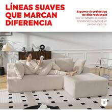 UTILIA Sofá Modular comprimido para Sala en L, Seccional con Chaise Amplia y Cojines Profundos, Estilo Nube, Tela de Pana Suave, Base Antideslizante, Asiento Amplio y Cómodo, Sofa Cama Beige - Beige - Ver 8