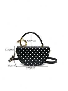 Niche Polka Dot Design Handbag For Women, High-End Elegant Box-Shaped Crossbody Bag - Black - View 10
