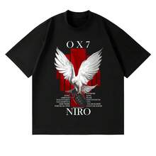 T-shirt Album Niro OX7 Rapper Homme Femme Vêtements Hip Hop Mode Musique Pop T-shirts Homme Décontracté Coton Vintage T-shirt Streetwear - 20T-R04102-1-Noir - Voir 1