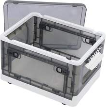Caja de Almacenamiento Aramox, Contenedor Transparente de Gran Capacidad con Puertas Laterales y Ruedas, para Almacenamiento de Ropa, Mantas y Equipaje en Hogar u Oficina (3 puertas 55L) - Tiene - Ver 2
