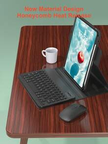 Set Keyboard, Casing Pelindung, dan Mouse yang Dapat Berputar 360°, Kompatibel dengan iPad A16 Generasi ke-11/10/9/8/7/6/5, Air 10.9/11/10.5/9.7 Inci, dan Pro 11 (1/2/3/4); Dilengkapi dengan Slot Pensil Terintegrasi, Keyboard Nirkabel yang Dapat Dilepas (dengan Baterai 150mAh) dan Casing Pelindung Kulit PU - Hitam - Paket Keyboard Putar 360 Derajat Warna Hitam + Casing Pelindung + Mouse - View 6