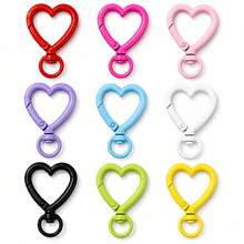 5/10/30/60pcs Colorful Rotating Heart-Shaped Lobster Clasp Key Rings Spring Connectors, Suitable For Bags, Dog Leashes, DIY Jewelry Making Accessories - Heart Keychain - View 9