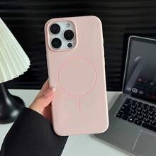Phone Case: Thin Magnetic Ring Case For Wireless Charging With Matte Spray Coating, Full Coverage Drop Protection, Creative And Niche Design, Suitable For Apple  16/15/14/13/12/11 Plus/Pro/Max - 圖片色1pcs - 查看 3