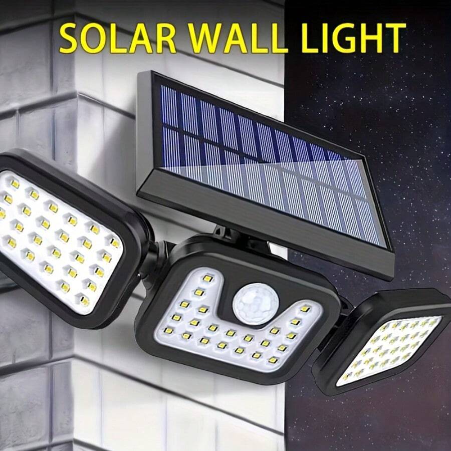 74 LED 太陽能感應燈，具人體感應功能，IP44 防水，戶外壁燈，3 種亮度模式，適用於正門、庭院、車庫和走道 - 太陽能供電，聖誕裝飾的完美選擇