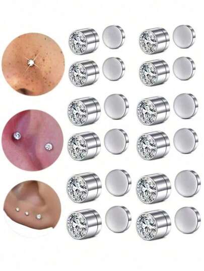 3/4/5mm Rhinestone Decorated Earrings, Fashion Hair Clips, Cute Earrings With Faux Stone Rivets And Decorative Rivet Details, Also Available In Low-Allergen Earrings And Clip-On Earrings, Easy To Wear Without Piercing. Suitable For Daily Wear, Travel, Various Occasions, Whether For Holiday Gatherings, Friend Get-Togethers, Or As Holiday Gifts, Specially Designed For Women As Non-Pierced Fashion Accessories, Eye-Catching Yet Subtle For Daily Wear, Exquisite And Thoughtful As Gifts. A Must-Have Colorful Set For Summer Outings!