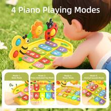 Mainan Keyboard Piano Musik Serangga, Mainan Edukatif Interaktif dengan Suara Hewan, Tekan, Musik, dan Empat Mode Lainnya (Baterai Tidak Termasuk) - MultiWarna - View 4