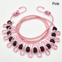 Multi-Color Portable Clothesline Clip Set With Heavy-Duty Retractable Windproof Clothesline, Rust-Proof Metal Laundry Clips And Storage Drawstring Bag, Suitable For Outdoor, Indoor, Travel, Camping To Dry Towels, Socks, Underwear - View 9