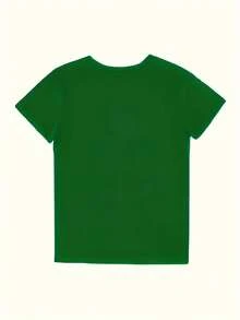 Camiseta de Cuello Redondo Estampada Talla Grande - Verde - Ver 2
