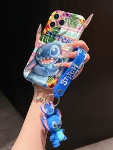Disney Lilo And Stitch Phone Case : 3D Fluffy Pattern Border Protector Phone Soft Phone Case With A Free Cute Stitch Bracelet Chain Lanyard, Stitch, Lilo, Angel, For Apple 17 Promax 17 Pro 16 15 14 13 12 11 Pro Max XS Max X XR Soft Cover Summer Phone Case - 白色 - 查看 4
