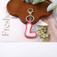 1pc Back To School Daily Dopamine Dual-Color PU Leather Letter Keychain, Full 26 Letters Lobster Clasp Backpack Pendant - Multicolor - View 36