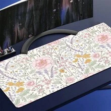 1pc Cute Floral Desk Mat Pink Flowers Plant Mouse Pad XXL Large Extended Gaming Mousepad Women - Mouse Pad - View 2