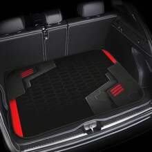 1pc/4pcs Black & Red Geometric Patchwork Print Car Floor Mats, Car Trunk Mat | Easy To Clean, Stylish Interior Protection, Suitable For Sedans, Trucks And SUVs, Enhance Driving Pleasure And Comfort, Polyester Fiber - Black and Red Geometry - View 13