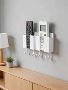 1pc Wall-Mounted Remote Control Holder, No-Drill Self-Adhesive, TV/Air Conditioner Remote Storage, Bedside Phone Stand, Multi-Functional Home & Office Organizer, Gift School Supplies - Style 1 - View 7
