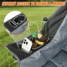 Camping Chair With Canopy Shade Heavy Duty Folding Chair With Cup Holder Oversized Beach Chairs With Canopy Adults Portable Padded Outdoor Lawn Chair Sports Events Fishing, 500LBS - Grey + Single Pack - View 7