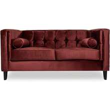 SOCHIC - Sofá Retro de Terciopelo  de 2 plazas, Hecho en México, Color Rojo Vino Tinto - Rosa Salmón - Ver 11