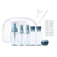 Travel Size Container Bottles Blue Frosted 10ml 40ml 50ml Refillable Squeezable Liquid Toiletries - Multicolor - View 1