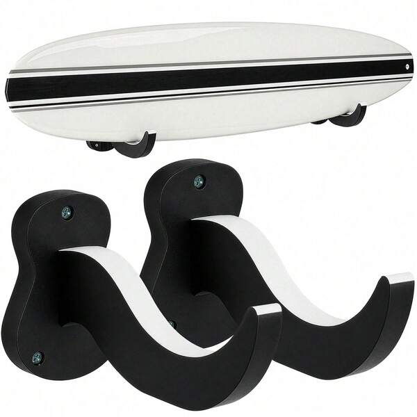 Heavy Duty U-Bolt Surfboard Wall Storage Rack 2 Pack, Multifunctional PU Protector Wall Holder For Snowboard Longboard Wakeboard, Indoor Outdoor Board Organizer Display Rack