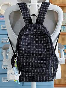 1 Set Mochila con Estampado de Estrellas Colorido en Todo el Body, Cremallera Trasera Antirrobo, Impermeable, Gran Capacidad con Colgante Lindo, Mochila Escolar Estilo Europeo y Americano para Temporada de Regreso a Clases, Desplazamiento, Viajes, Mochila Versátil - Multicolor - Ver 5