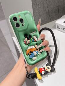 Funda de teléfono Disney Mickey Mouse Clubhouse: Protector de borde con patrón esponjoso 3D, funda de teléfono suave con una cadena de pulsera Mickey Mouse linda gratis, Mickey Mouse, Minnie Mouse, Pato Donald, Pato Daisy, Goofy, Pluto, para Apple 17 Promax 17 Pro 16 15 14 13 12 11 Pro Max XS Max X XR, funda suave de verano - Blanco - Ver 4