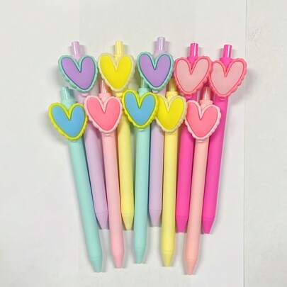 10/5pcs Heart-Shaped Gel Pens, Black Ink, 0.5mm Tip, Suitable For Wedding Party, Office Supplies, Colleague And Teacher Birthday Gifts (Random)