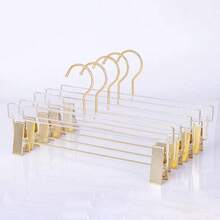 Suministros de Ropa: 10 Piezas de Perchas Transparentes de Acrílico Cristalino, Soporte de Exhibición de Plexiglás, Percha Transparente de Alta Gama para Pantalones y Faldas. - 1 - Ver 1