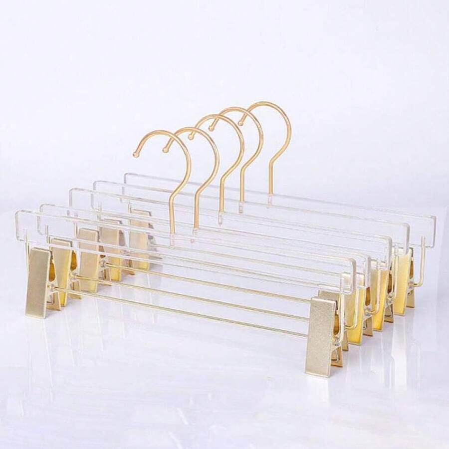 Suministros de Ropa: 10 Piezas de Perchas Transparentes de Acrílico Cristalino, Soporte de Exhibición de Plexiglás, Percha Transparente de Alta Gama para Pantalones y Faldas. - 1 - Ver 1