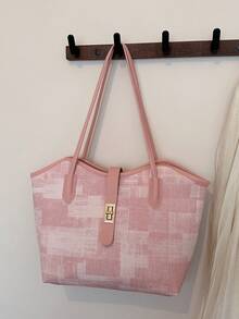 Bolso de gran capacidad para mujer, nuevo bolso tote de hombro versátil y de moda para ir al trabajo - Rosa - Ver 7