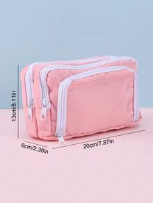 1 Stück mehrschichtiges großes Federmäppchen, Fensterdesign für einfachen Zugriff, Stifteetui, Schreibwaren-Organizer-Aufbewahrungstasche, tragbare Schulsachen-Tasche, Kosmetik-Make-up-Tasche, Reise-Aufbewahrungstasche, Schulanfang-Essentials - mehrfarbig - Übersicht 4