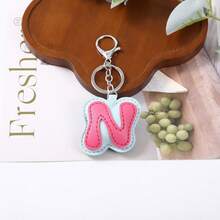 1pc Back To School Daily Dopamine Dual-Color PU Leather Letter Keychain, Full 26 Letters Lobster Clasp Backpack Pendant - Multicolor - View 12