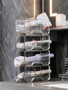 1 pieza Organizador de herramientas para el cabello de estilo minimalista estable y mejorado | Estante de almacenamiento de pared de material duradero y alta transparencia, específicamente para el almacenamiento de herramientas de peinado caliente | Elemento esencial moderno para ahorrar espacio en el baño - transparente - Ver 5