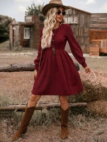 Women Midi Dresses - Bordeaux - View 7