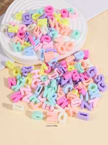50/100pcs Macaron Color Letter Beads English 3D Letter Pendant Jewelry Accessories (Random Letters) - Multicolor - View 3