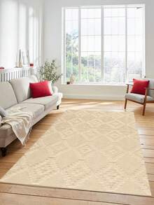 Digital Print Non-Slip Washable Runner Rug/Area Rug, Living Room Rug, Modern Design, Modern, Scandinavian, Bohemian And Classic Style, 100% Polyester, Made In Turkey - Beige - View 4
