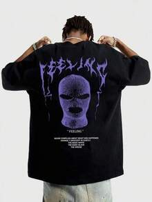 Men's Oversized T-Shirt, 200g Cotton, Streetwear Sadboy Style | Loose Fit, Casual Short Sleeve Urban Fashion For Everyday Wear, Unisex Summer Clothing, Streetwear - 藍色 - 查看 3