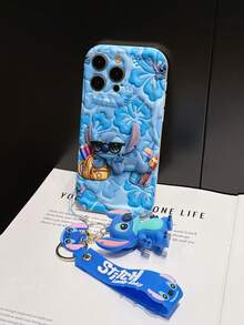 Disney Lilo And Stitch Phone Case : 3D Fluffy Pattern Border Protector Phone Soft Phone Case With A Free Cute Stitch Bracelet Chain Lanyard, Stitch, Lilo, Angel, For Apple 17 Promax 17 Pro 16 15 14 13 12 11 Pro Max XS Max X XR Soft Cover Summer Phone Case - 白色 - 查看 5