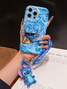 Disney Lilo And Stitch Phone Case : 3D Fluffy Pattern Border Protector Phone Soft Phone Case With A Free Cute Stitch Bracelet Chain Lanyard, Stitch, Lilo, Angel, For Apple 17 Promax 17 Pro 16 15 14 13 12 11 Pro Max XS Max X XR Soft Cover Summer Phone Case - 白色 - 查看 7
