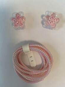 Flower Design Cable Protector, Anti-Breakage Charging Cable Protector, Compatible With IPhone 12-15/16, Type-C & Lightning Data Cable Protector, Cute Decorative Charging Cable Protector - Multicolor - View 12