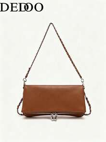 Dedoo Bolso de hombro con cadena para mujer, bolso bandolera con solapa, bolso bohemio convertible con cremallera, bolso elegante minimalista, adecuado para el trabajo y el uso diario - Marrón - Ver 7