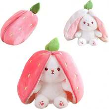 Reversible Strawberry Plush Rabbit (Inches) - Rosa - View 8