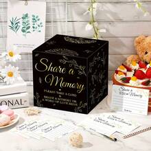 51pcs Black Memory Message Storage Box, Memory Card Sharing Box, Memory Jar Matching Card Storage Box, Suitable For Wedding, Retirement Party, Memorial Service, Birthday Party Decoration And Commemorative Message Interactive Props - Black - View 5