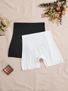 3 piezas Bragas de mujer de cintura alta sin costuras, con control de barriga, antiroces, simples y elegantes de un solo color o estampadas, cómodas y de material amigable con la piel - Negro+Azul+Albaricoque - Ver 4