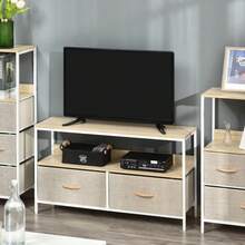 TV Stand Cabinet With 2 Foldable Drawers - Maple Colour - 1 - Ver 1