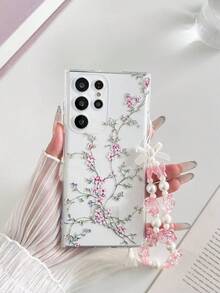 Floral Painted Perforated Transparent Painted Phone Case With Attached Bracelet, Minimalist Fashion Creative Anti-Drop, Compatible With Ip 17/Ip 17pro/Ip 17promax/ IP16/11/16pro/16plus/16promax/16e/15Promax/13/14/12/XS/XR/7G/8P, Compatible With Samsung Galaxy S25/S25PLUS/S25 Ultra/A16/A36/A26/A56/A50/A12/A32/A52/A72/A51/A21S/A13/A14/S24/S24PLUS/S24Ultra/S20/S23/S22/A53/S20FE/S21/Anti-Drop Phone - Multicolor - View 6