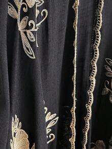 1 buah Syal Belah Bordir Motif Bunga Elegan Gaya Bohemian untuk Wanita, Kimono, Sarung, Pakaian Luar Musim Semi Musim Panas untuk Liburan Pantai, Perlindungan Matahari, Perlindungan UV, Kardigan Bordir, Modis, Serbaguna, Mewah, Dekoratif, Cocok untuk Sehari-hari, Pilihan Hadiah yang Serasi - Hitam - View 4