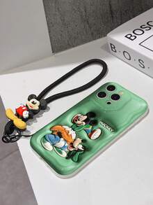 Funda de teléfono Disney Mickey Mouse Clubhouse: Protector de borde con patrón esponjoso 3D, funda de teléfono suave con una cadena de pulsera Mickey Mouse linda gratis, Mickey Mouse, Minnie Mouse, Pato Donald, Pato Daisy, Goofy, Pluto, para Apple 17 Promax 17 Pro 16 15 14 13 12 11 Pro Max XS Max X XR, funda suave de verano - Blanco - Ver 7