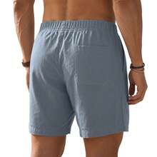 Set Of 3 Premium Linen Shorts For Men - Luxury Beachwear - 巧克力棕 - 查看 4