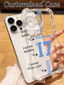 1pc DIY Customized Font Phone Case, Striped Phone Case, Timeless And Fashionable. A Timeless Customized Phone Case. DIY Customized Phone Case Suitable For S26 Ultra/S26 Plus/S26/S25 Ultra, 11/11 Pro/11 Pro Max/12/12 Pro/12 Mini/12 Pro Max/13/13 Pro/1 Pro Max/13 Mini/14/14 Plus/14 Pro/14 Pro Max/15/15 Plus/15 Pro/15 Max/16/16 Plus/16 Pro/16 Pro Max 16E, Android Phones - Clear - View 2