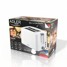 ADLER AD 3216 2-Slice Toaster 1000W, Electric Bread Toaster With 7 Browning Levels, Defrost, Reheat And Stop Functions, Bun Warmer Rack, Automatic Toast Ejection, Cool-Touch Housing, Removable Crumb Tray, Anti-Slip Feet And Cord Storage - EU E Type Plug(220-240V) - View 6