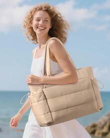 K Bolso de la compra para mujer, grande, bolso de mano, bolso de trabajo, bolso para portátil, bolso de profesor, bolso escolar, bolso de mano para mujer, para universidad, negocios, escuela - Caqui - Ver 3
